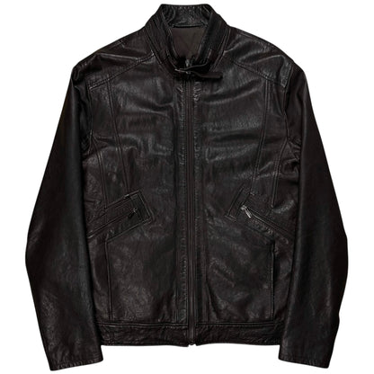 Dirk Bikkembergs Belt Collar Racer Sheep Leather Jacket