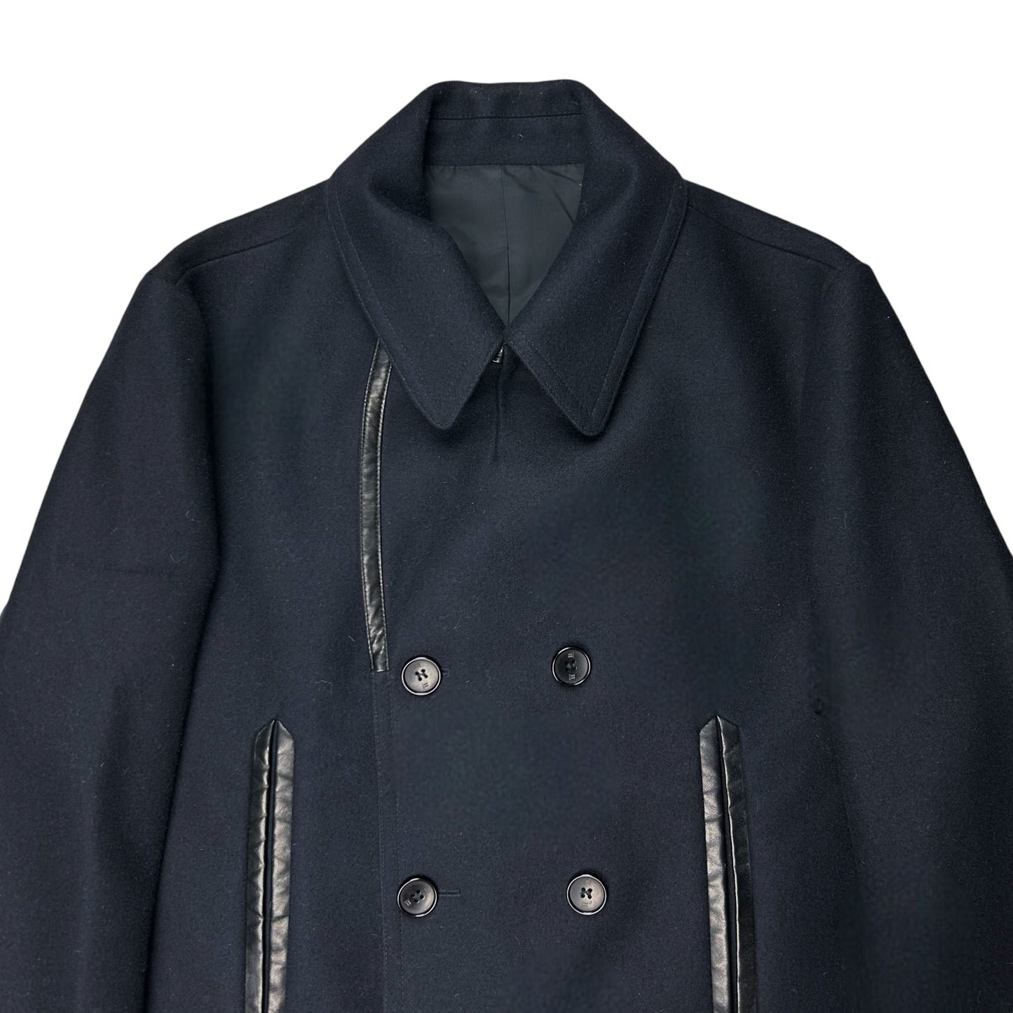 Balenciaga Leather Trimmed Caban Wool Jacket - AW15