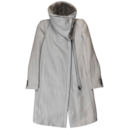 Helmut Lang Asymmetric Rabbit Fur Collar Coat - AW10