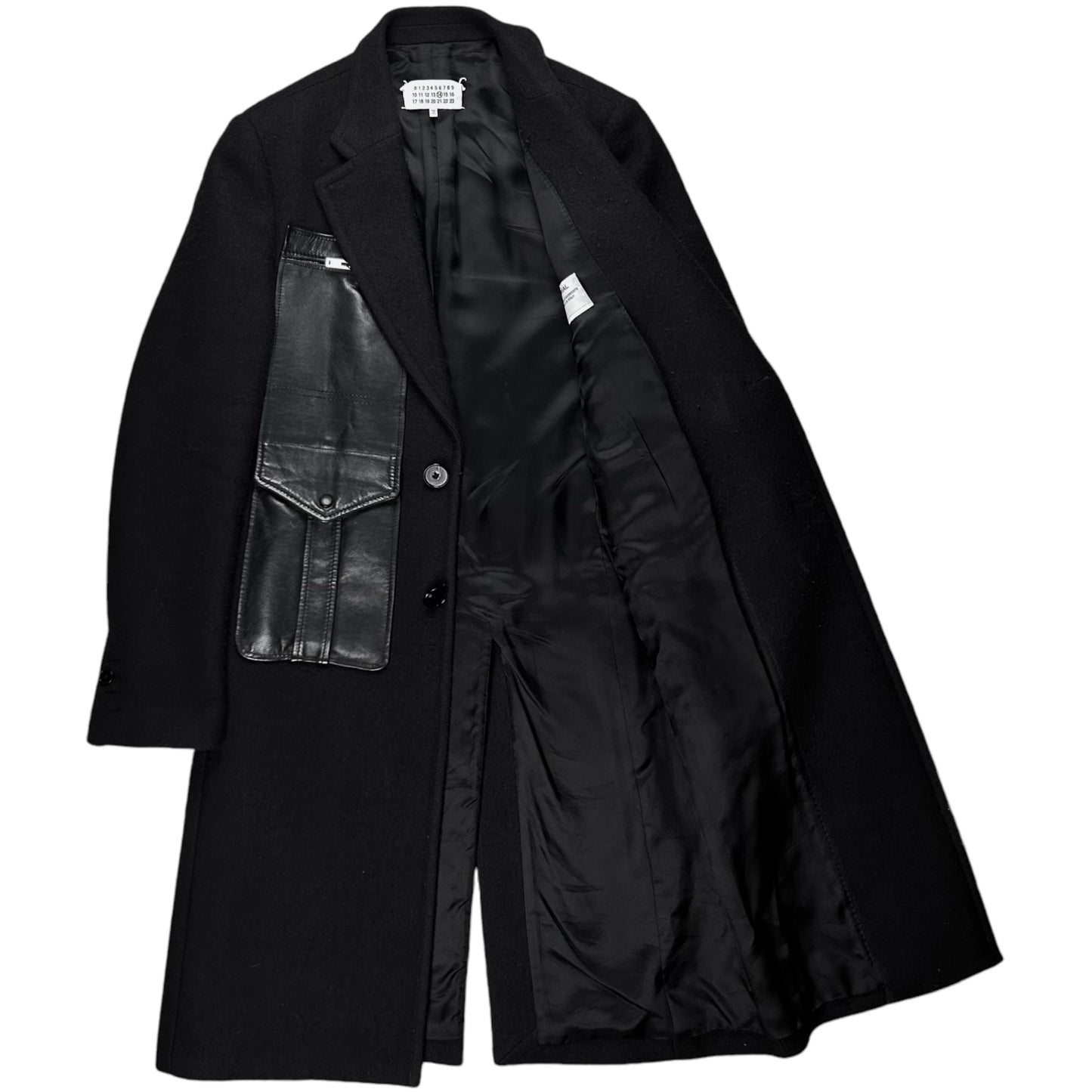 Maison Martin Margiela Sartorial Leather Pocket Patch Wool Coat - AW15