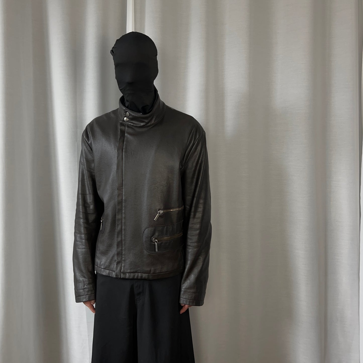 Dirk Bikkembergs Multi Back Zip Vegan Leather Bomber Jacket