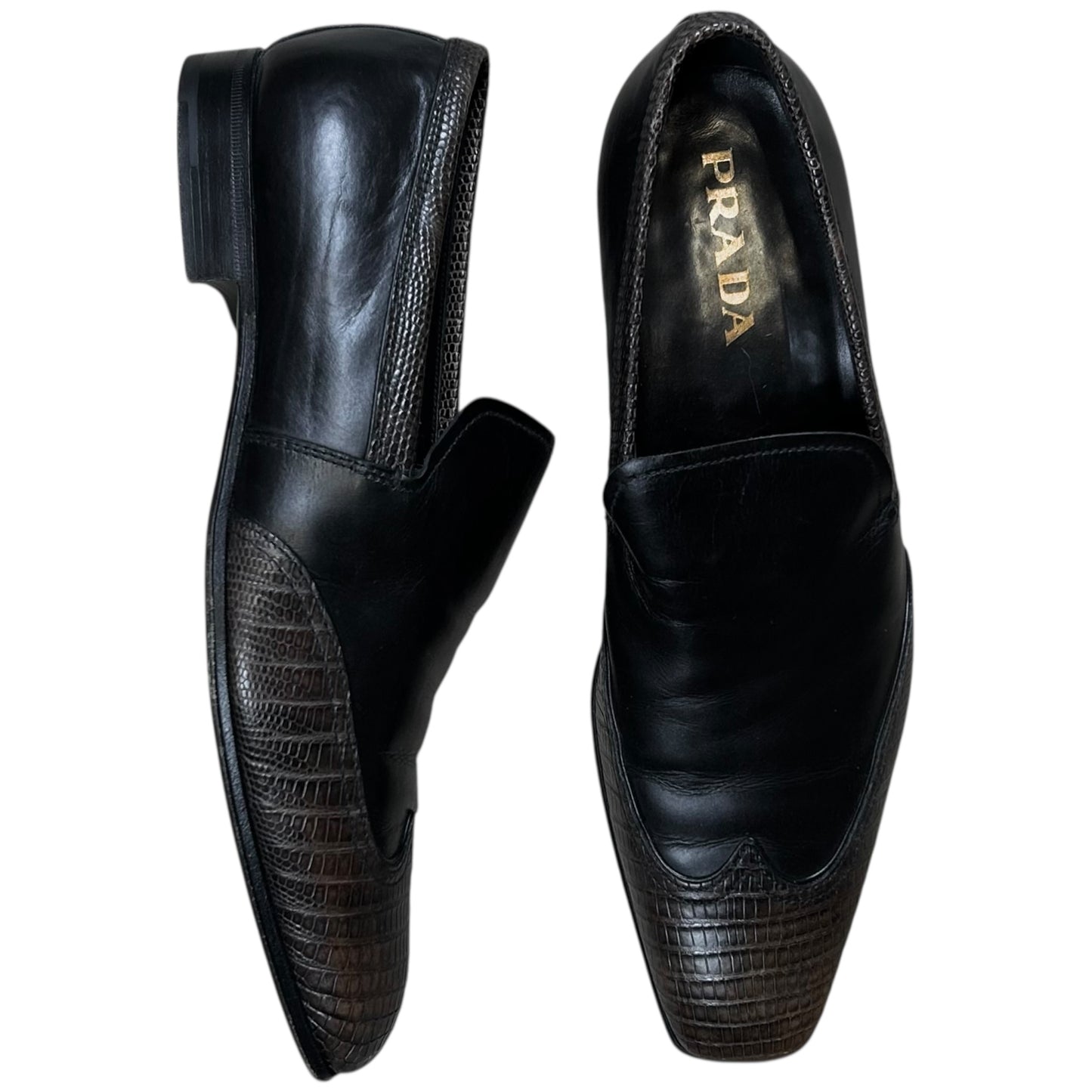 Prada Two Tone Scale Loafers