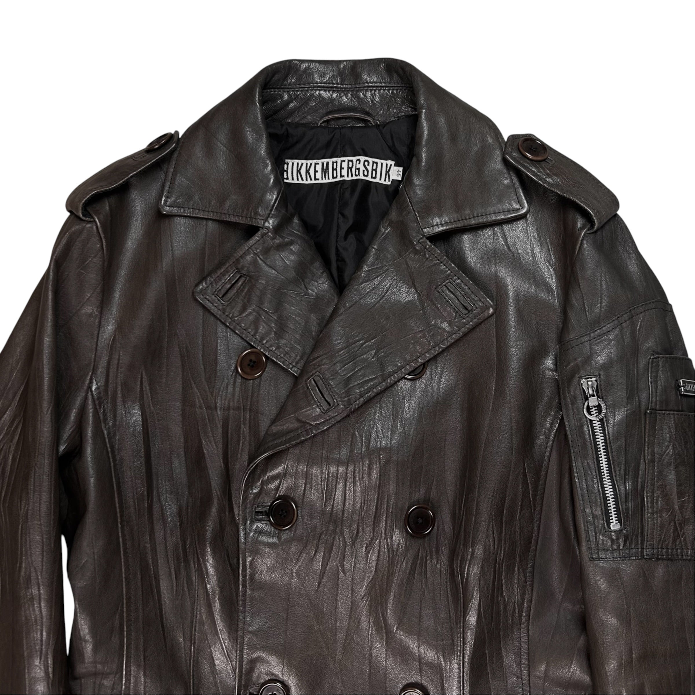 Dirk Bikkembergs Zip Military Leather Coat - AW06 – Vertical Rags