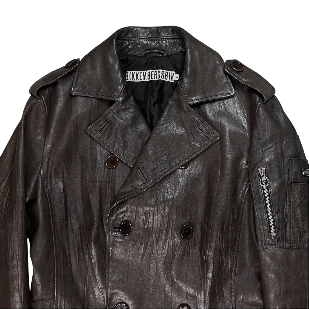 Dirk Bikkembergs Zip Military Leather Coat - AW06