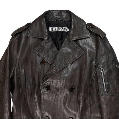 Dirk Bikkembergs Zip Military Leather Coat - AW06