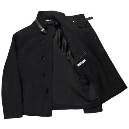Dirk Bikkembergs Leather Collar Boiled Wool Jacket - AW05