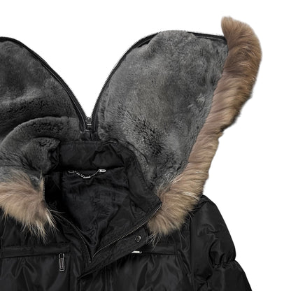 Dirk Bikkembergs Belted Rabbit Fur Hood Puffer Jacket - AW09