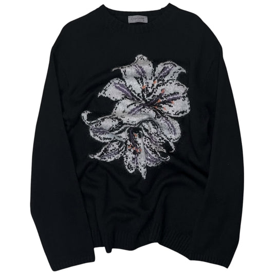 Yohji Yamamoto Pour Homme Flower Intarsia Knit Sweater - AW22