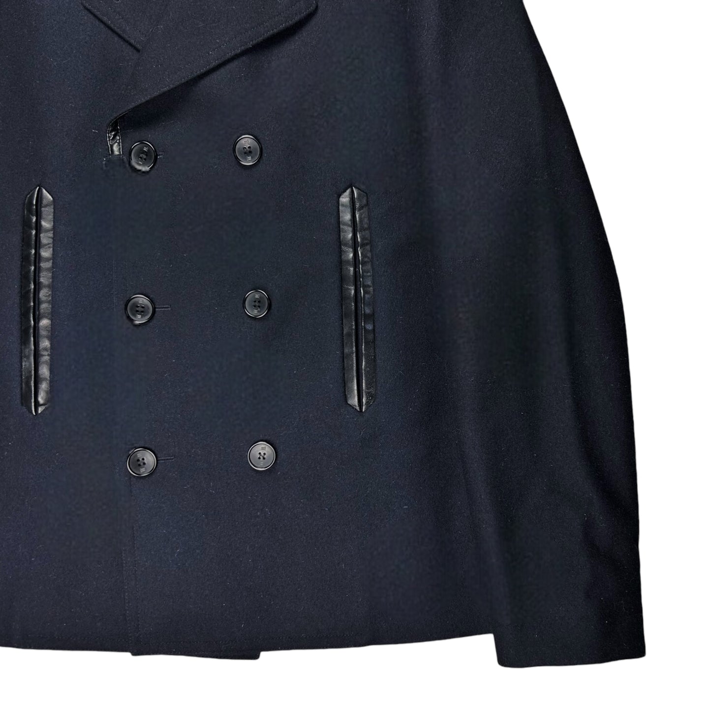 Balenciaga Leather Trimmed Caban Wool Jacket - AW15