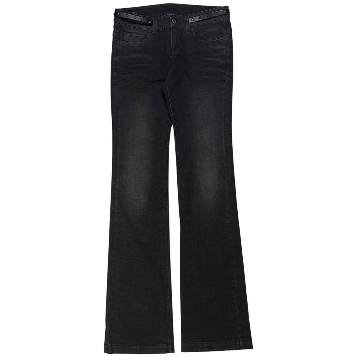 Gucci by Frida Giannini Flared Stud Leather Stap Jeans - AW13