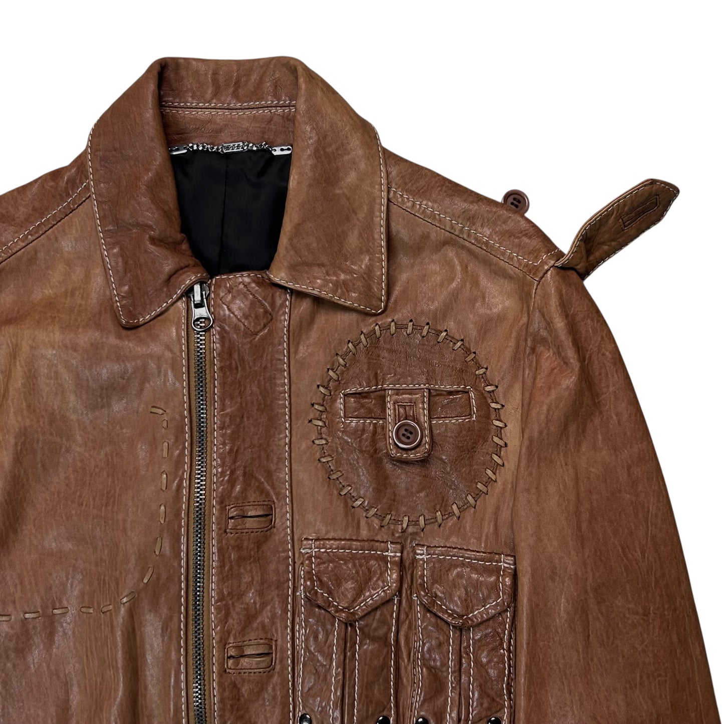 Dirk Bikkembergs Ombre Leather Military Flight Jacket - SS08