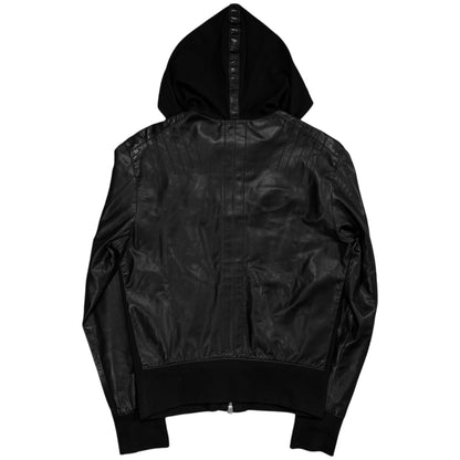 Dirk Bikkembergs Hooded Zip Bomber Leather Jacket