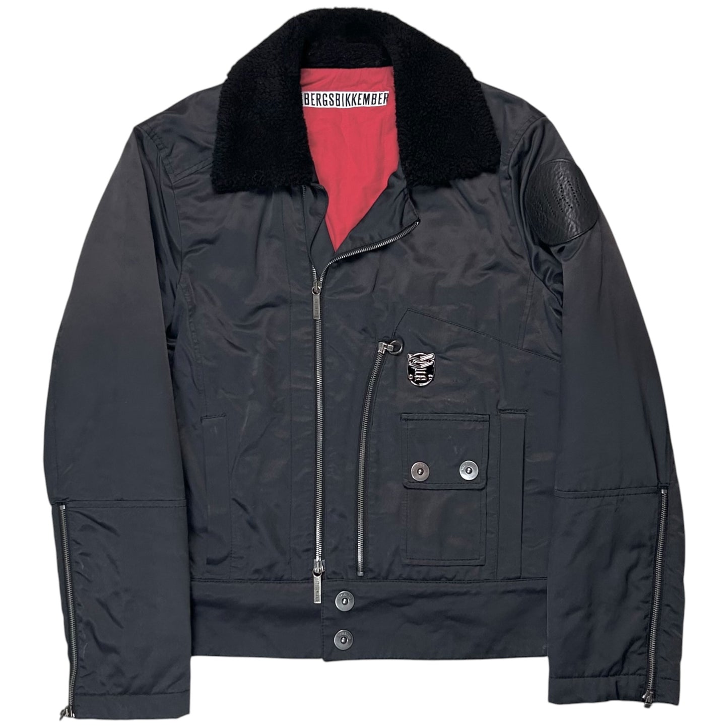 Dirk Bikkembergs Faux Fur Collar Pilot Jacket