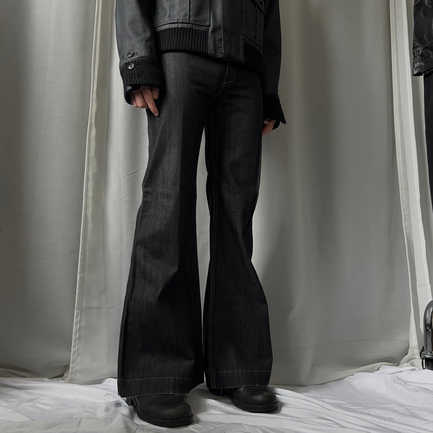 Balenciaga Flared Embellishment Raw Denim Pants - AW08