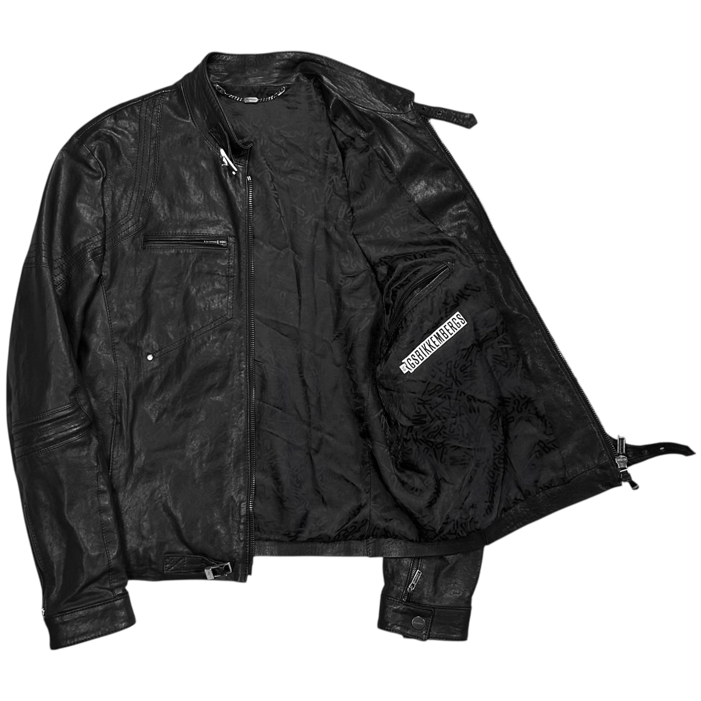 Dirk Bikkembergs Belted Moto Leather Jacket