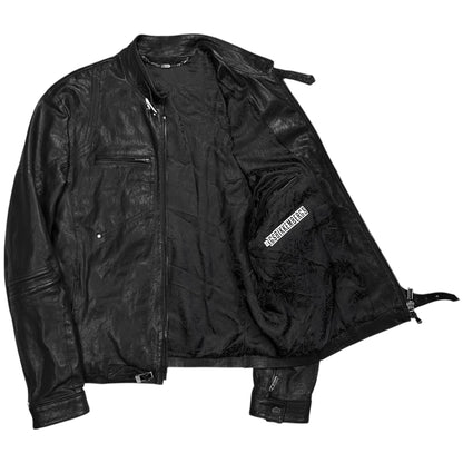 Dirk Bikkembergs Belted Moto Leather Jacket
