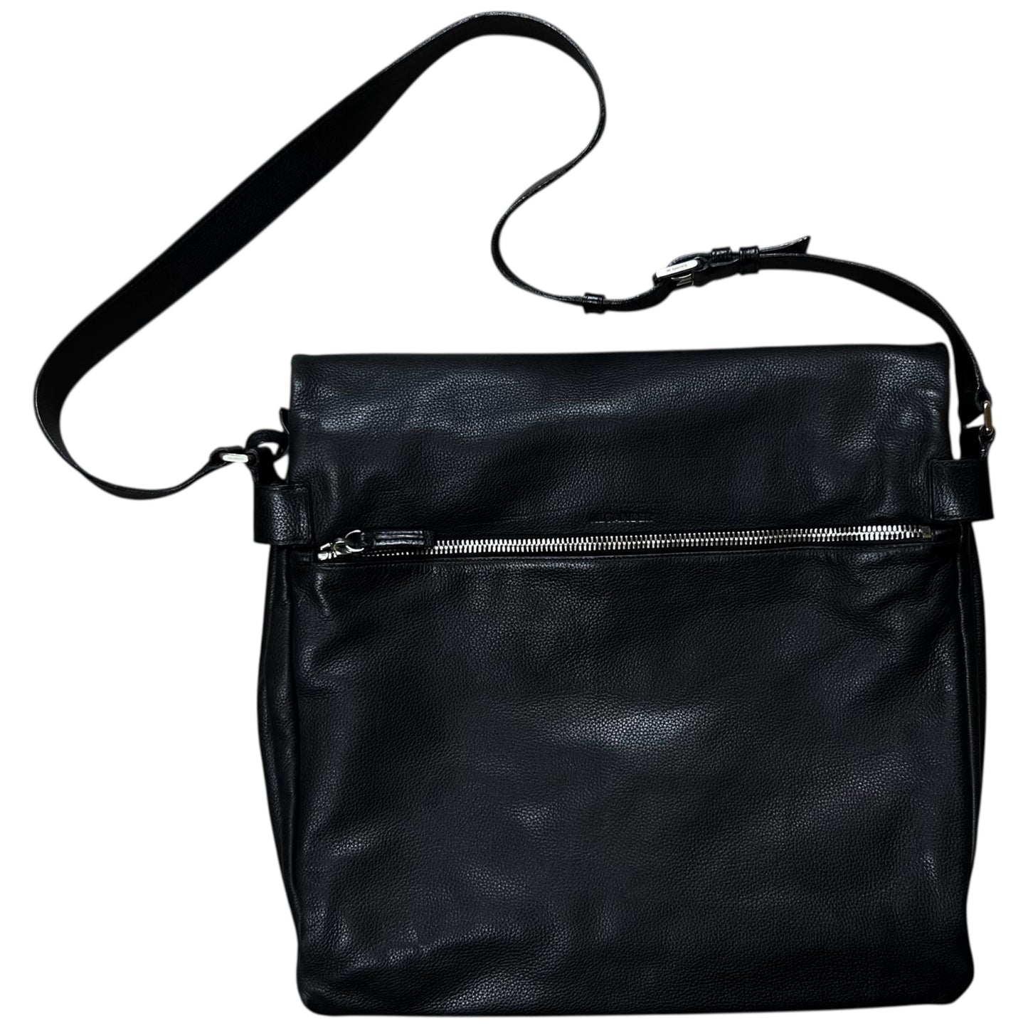 Jil Sander Lock Flap Grain Leather Messenger Bag