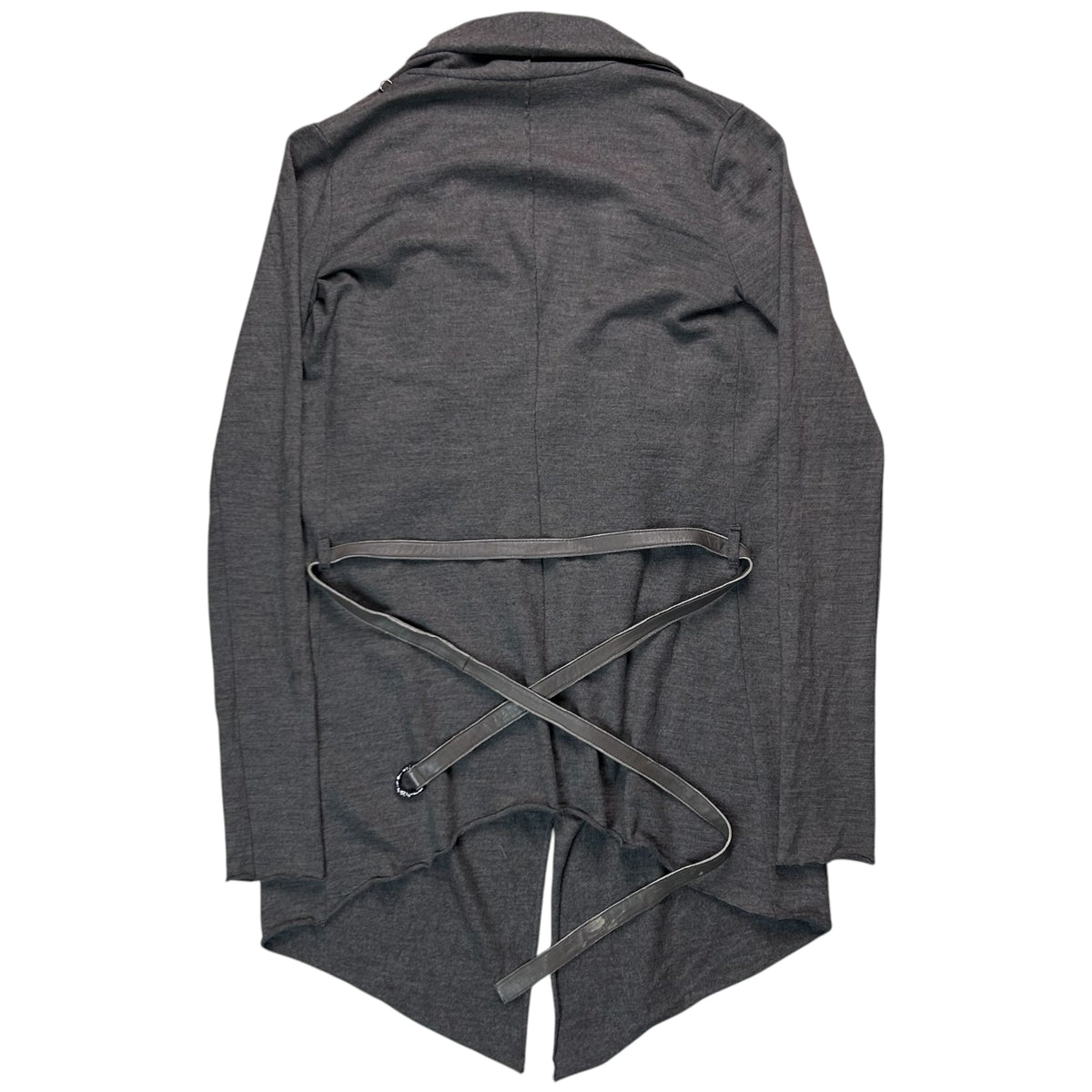 Helmut Lang Leather Belted Drape Cardigan - AW13