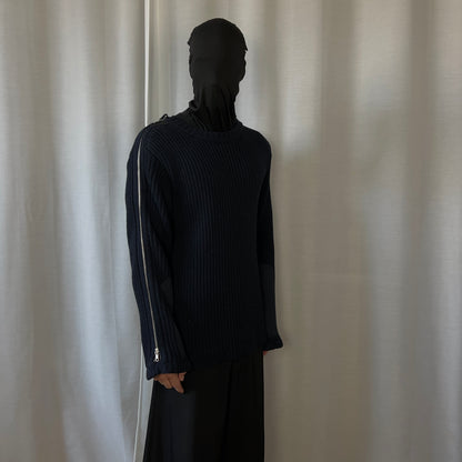 Dries Van Noten Shoulder Zip Military Knit Sweater - AW14