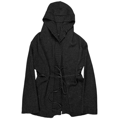 Ann Demeulemeester Hooded Leather String Cardigan - AW02