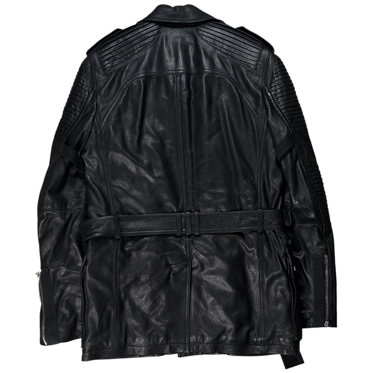 Balmain by Olivier Rousteing Belted Multi Zip Leather Field Sample Jacket - AW18