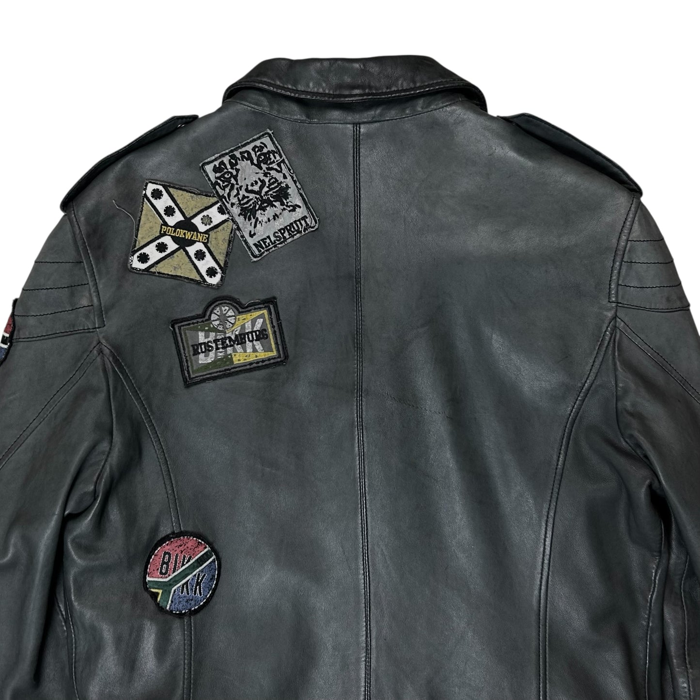 Dirk Bikkembergs Punk Patch Perfecto Sheep Leather Jacket