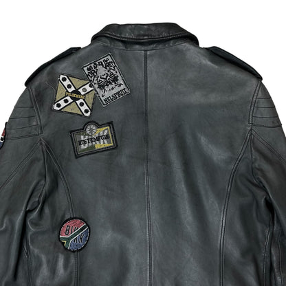 Dirk Bikkembergs Punk Patch Perfecto Sheep Leather Jacket