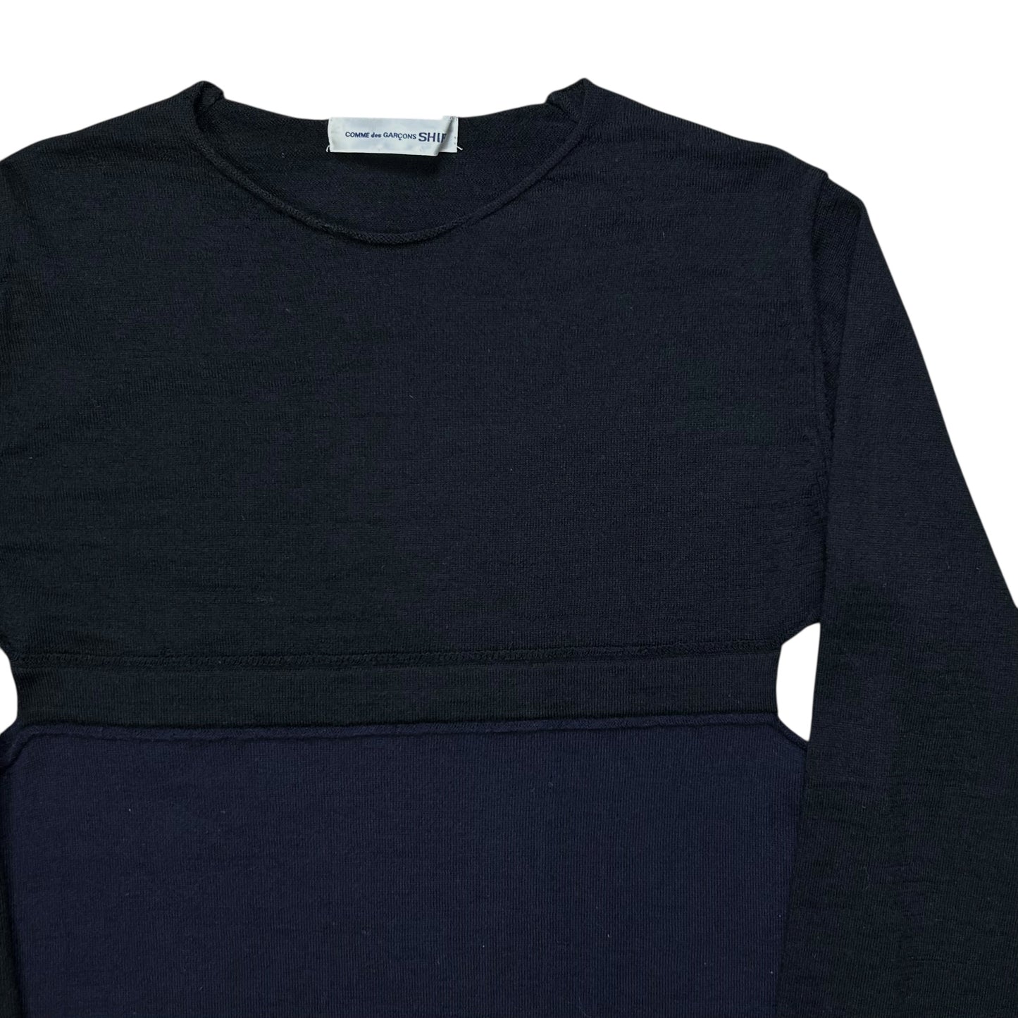 Comme des Garcons Shirt Cut Out Two Tone Wool Sweater