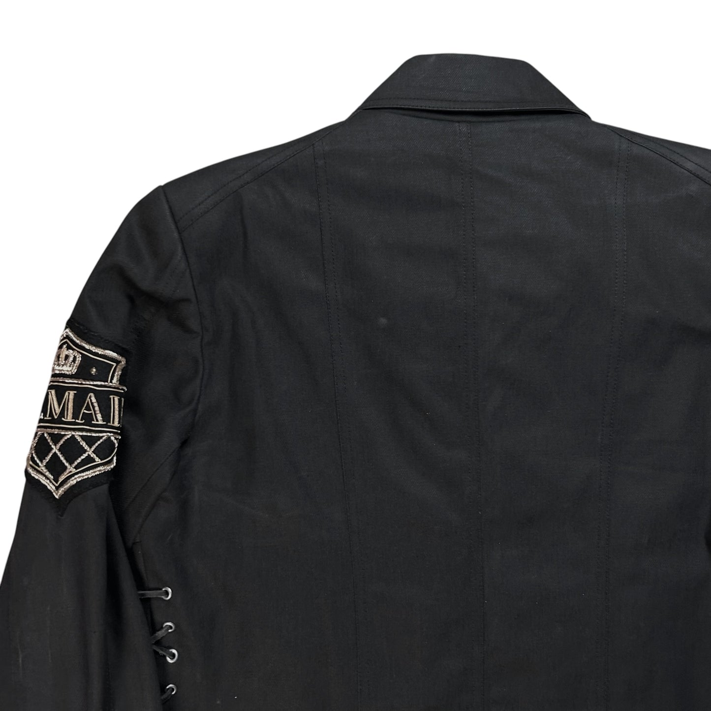 Balmain by Olivier Rousteing Multi Zip Waxed Crest Biker Jacket - SS18