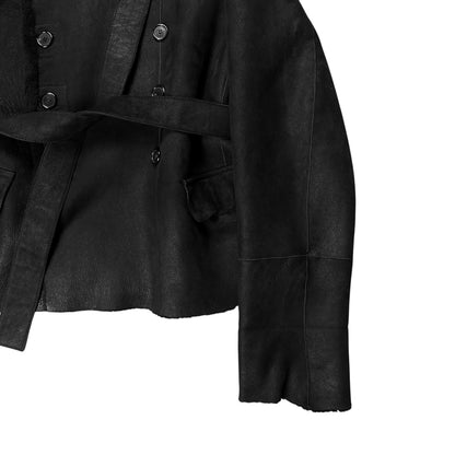 Ann Demeulemeester Double Breasted Belted Shearling Leather Jacket - AW19