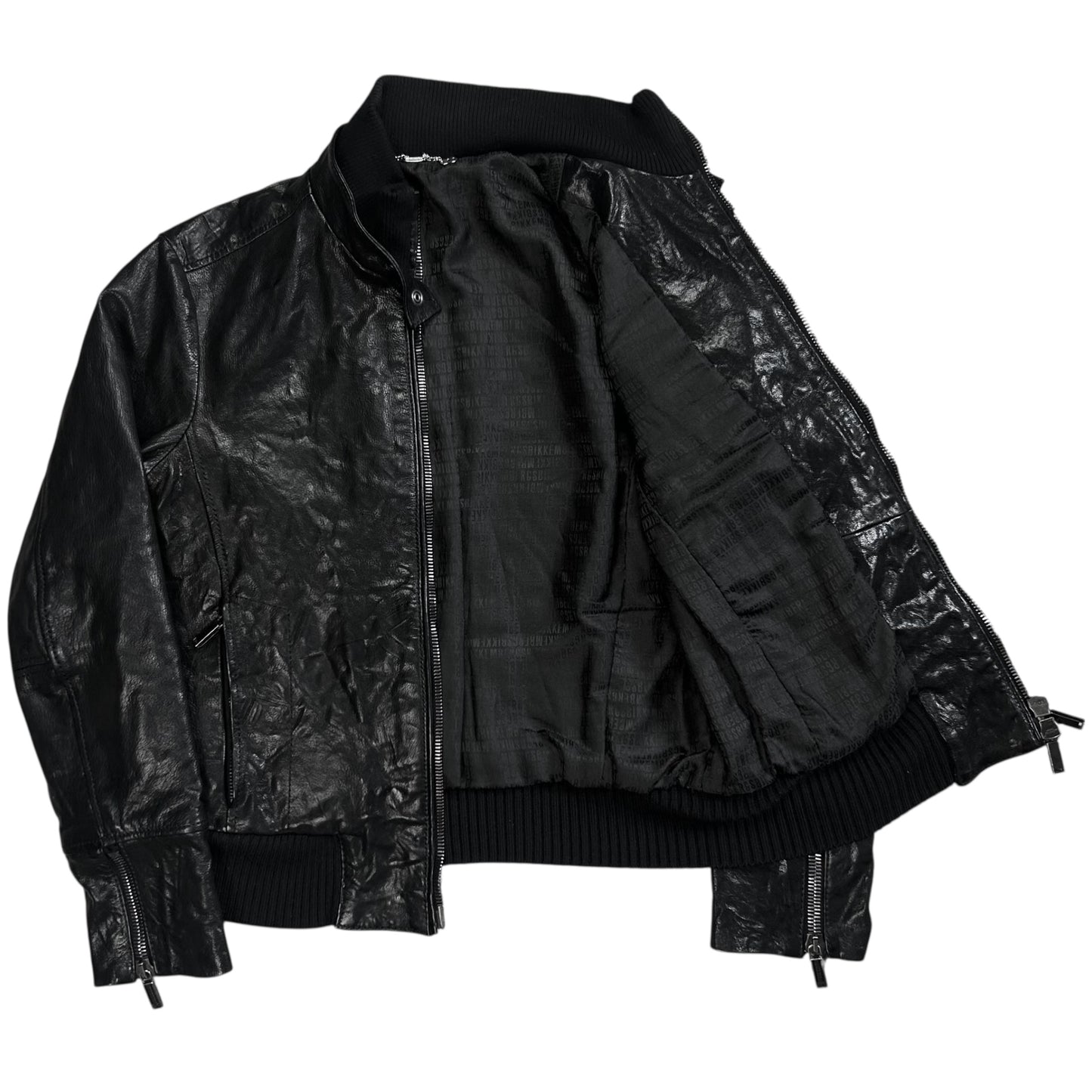 Dirk Bikkembergs Waxed Leather Bomber Jacket