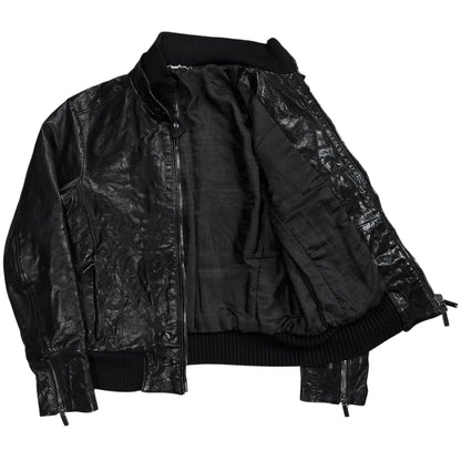 Dirk Bikkembergs Waxed Leather Bomber Jacket