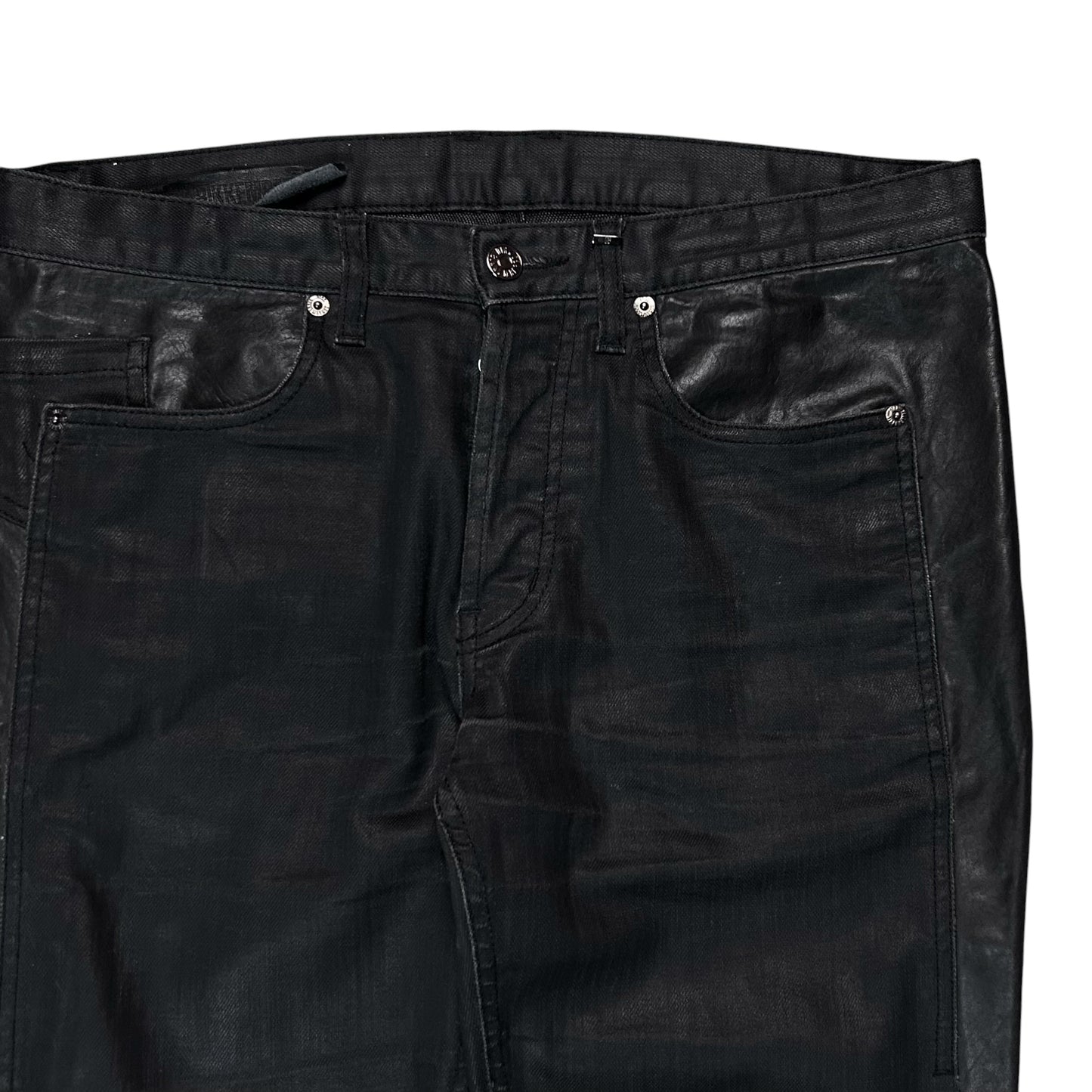 Dirk Bikkembergs Faux Leather Panel Waxed Jeans - SS12