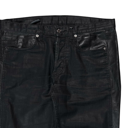 Dirk Bikkembergs Faux Leather Panel Waxed Jeans - SS12