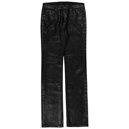 Dirk Bikkembergs Leather Waist Waxed Jeans - AW08