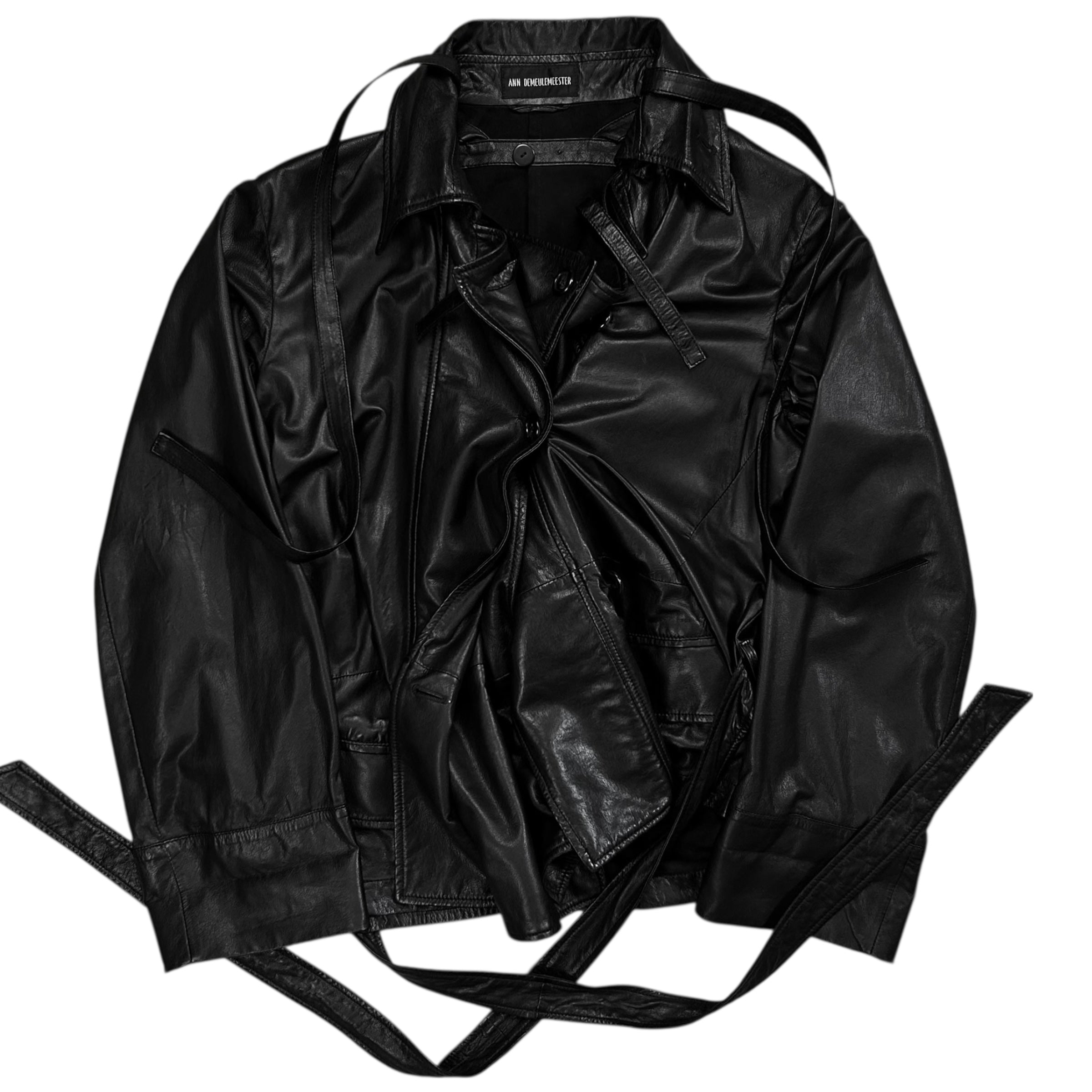 本人期　ANN DEMEULEMEESTER leatherjacket Ann Demeulemeester Bondage Multi Breasted Leather Jacket
