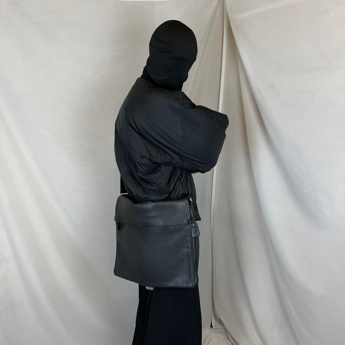 Jil Sander Lock Flap Grain Leather Messenger Bag