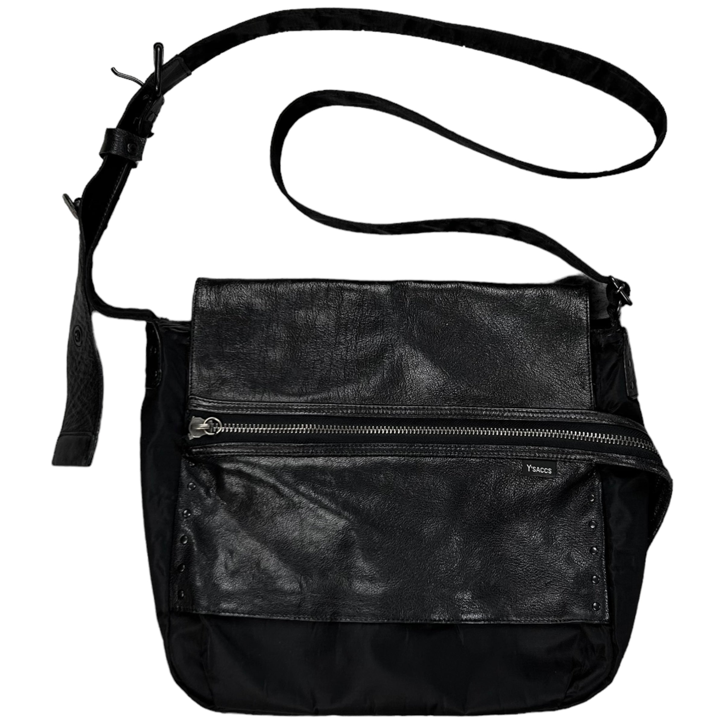 Unisex leather popular black flap messenger bag