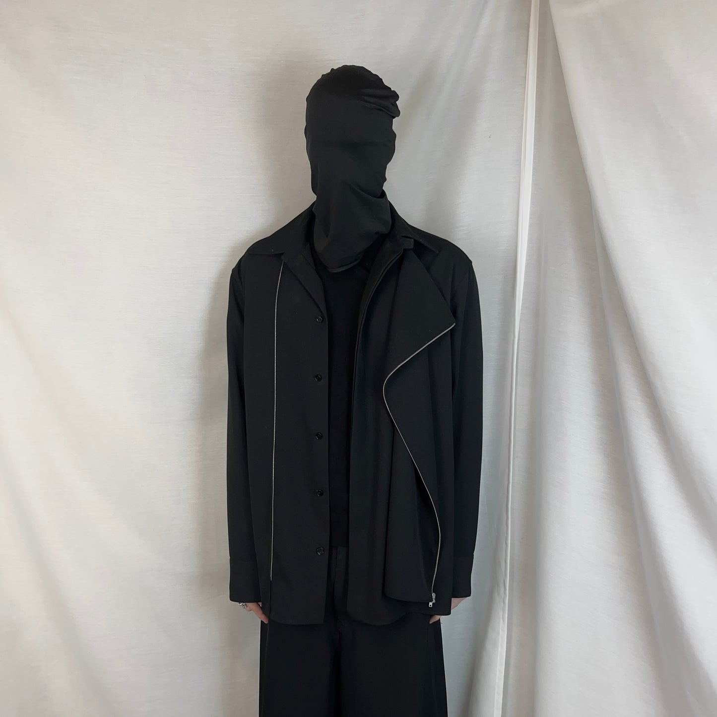 Jil Sander Asymmetric Zip Gabardine Shirt - AW22