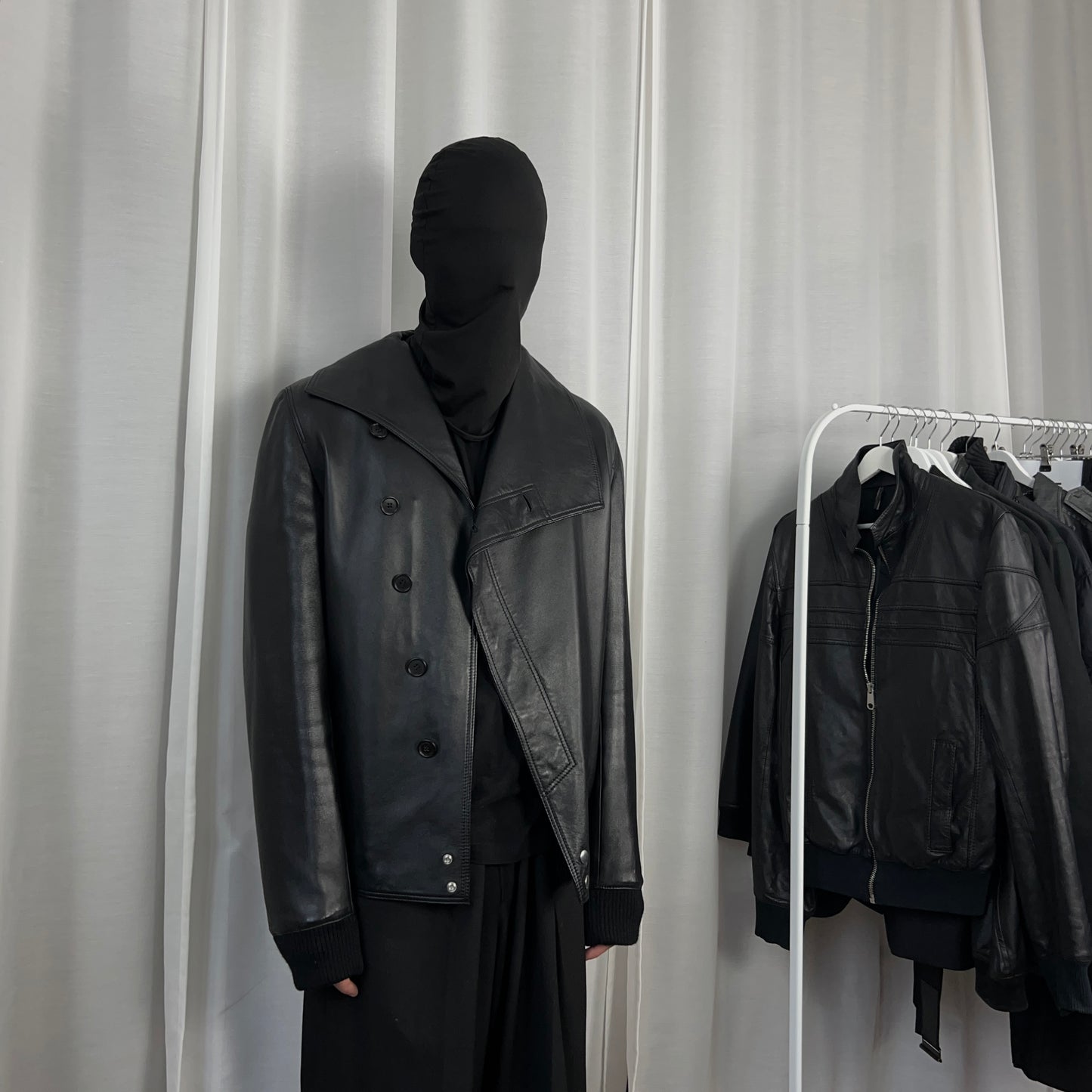 Dior Homme Asymmetric Drape Collar Leather Jacket - AW09