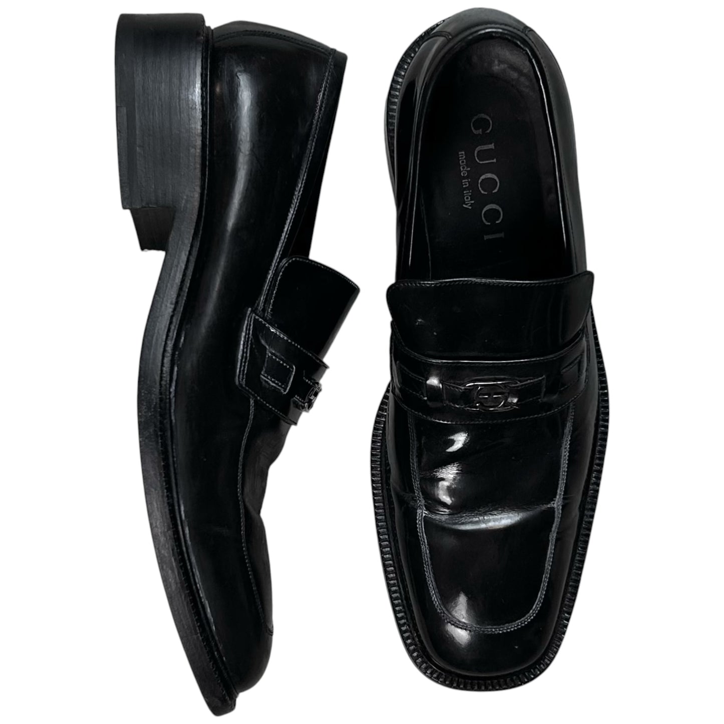 Gucci by Tom Ford Contrast Stitch Metal Logo Penny Loafers - AW96