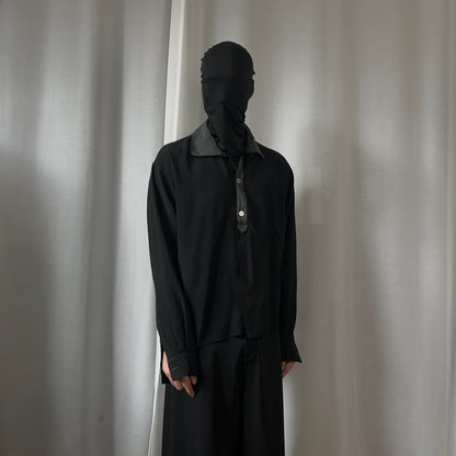 Yohji Yamamoto Pour Homme Cropped Framed Collar Rayon Shirt