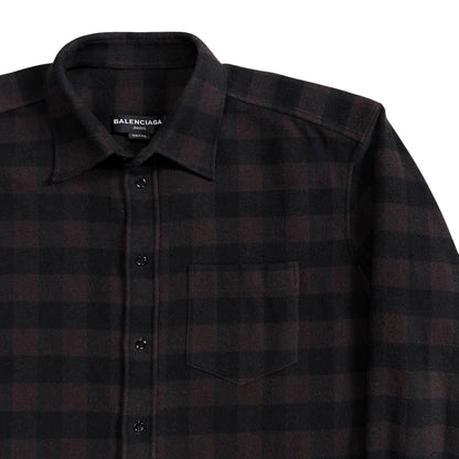 Balenciaga Padded Shoulder Check Flannel Shirt - SS17
