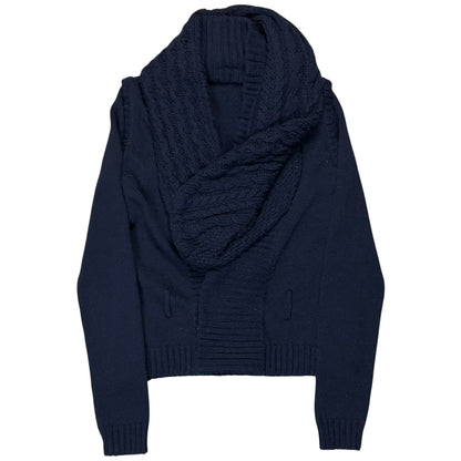 Balenciaga Distorted Cable Knit Snap Shawl Cardigan - AW07