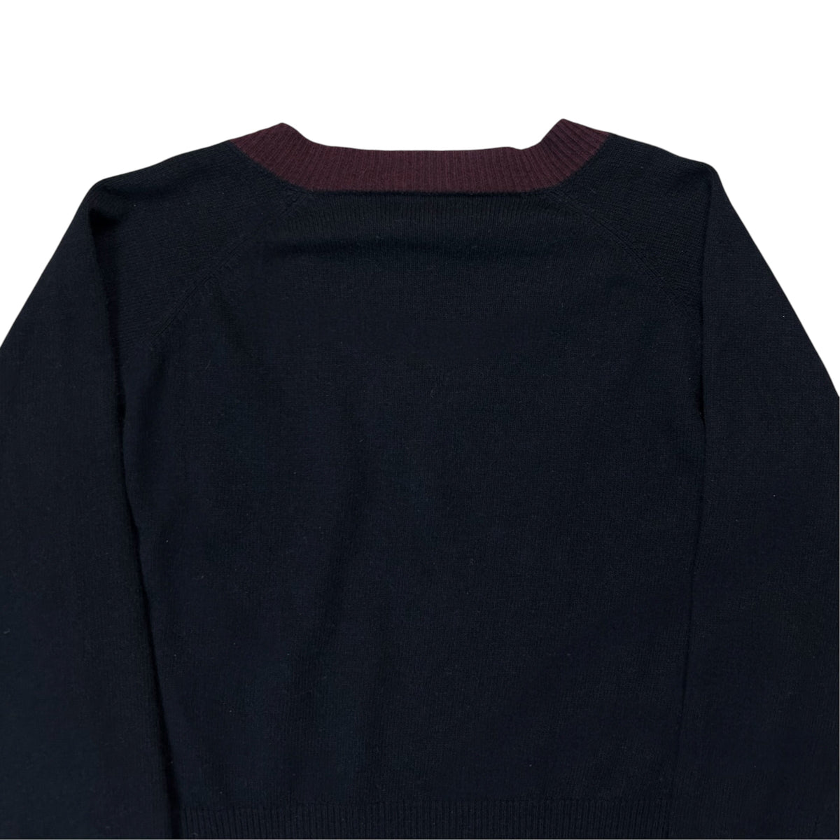 Dries Van Noten Velvet Trimmed V-Neck Cashmere Knit Sweater