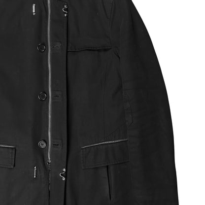 Dirk Bikkembergs Multi Button Double Leather Collar Car Coat - AW09