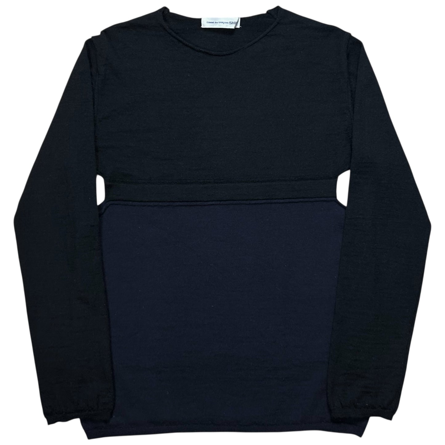 Comme des Garcons Shirt Cut Out Two Tone Wool Sweater