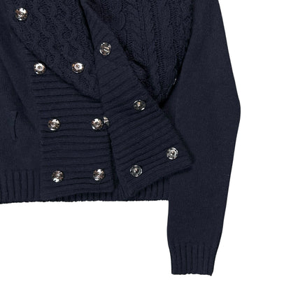 Balenciaga Distorted Cable Knit Snap Shawl Cardigan - AW07