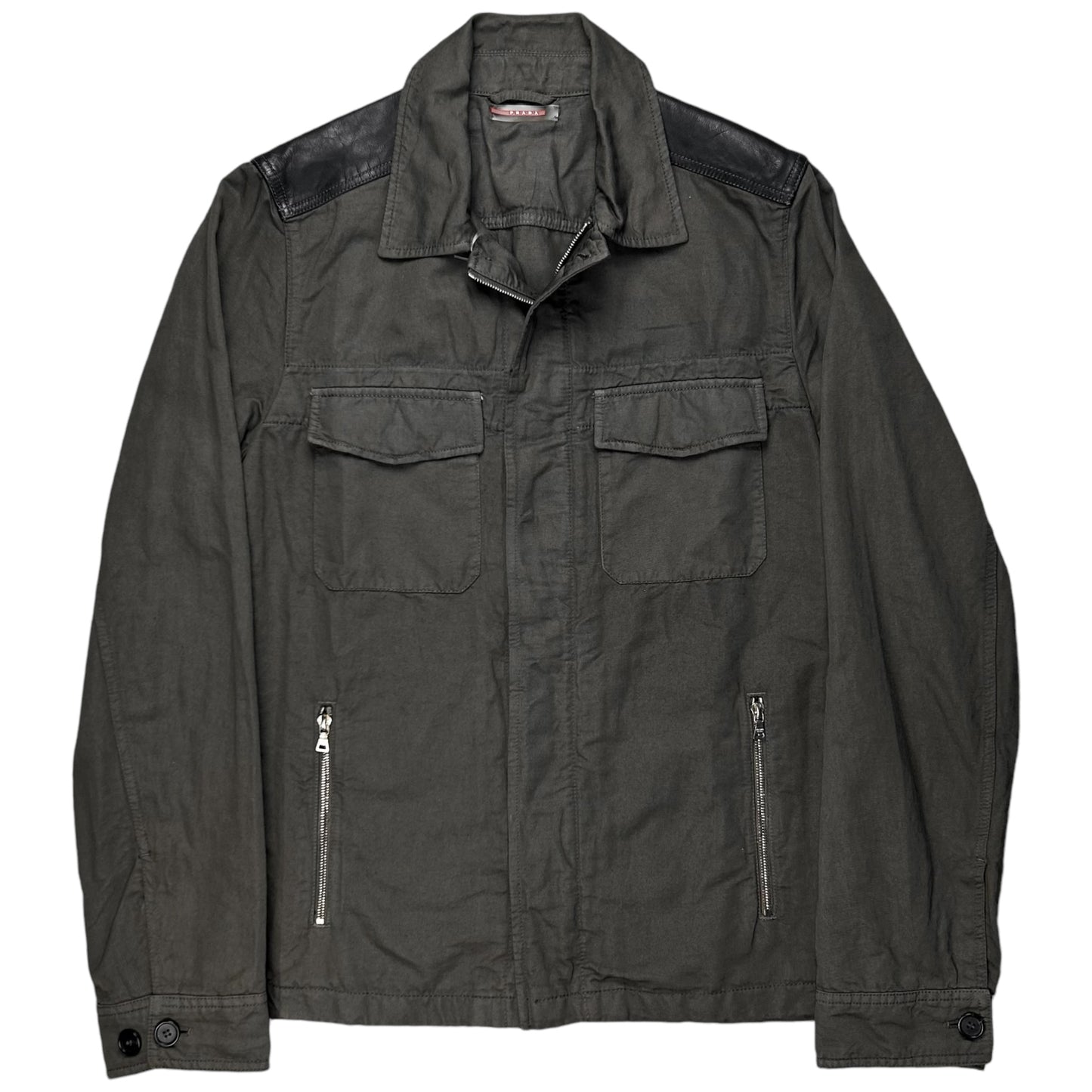 Prada Leather Panelled Work Jacket