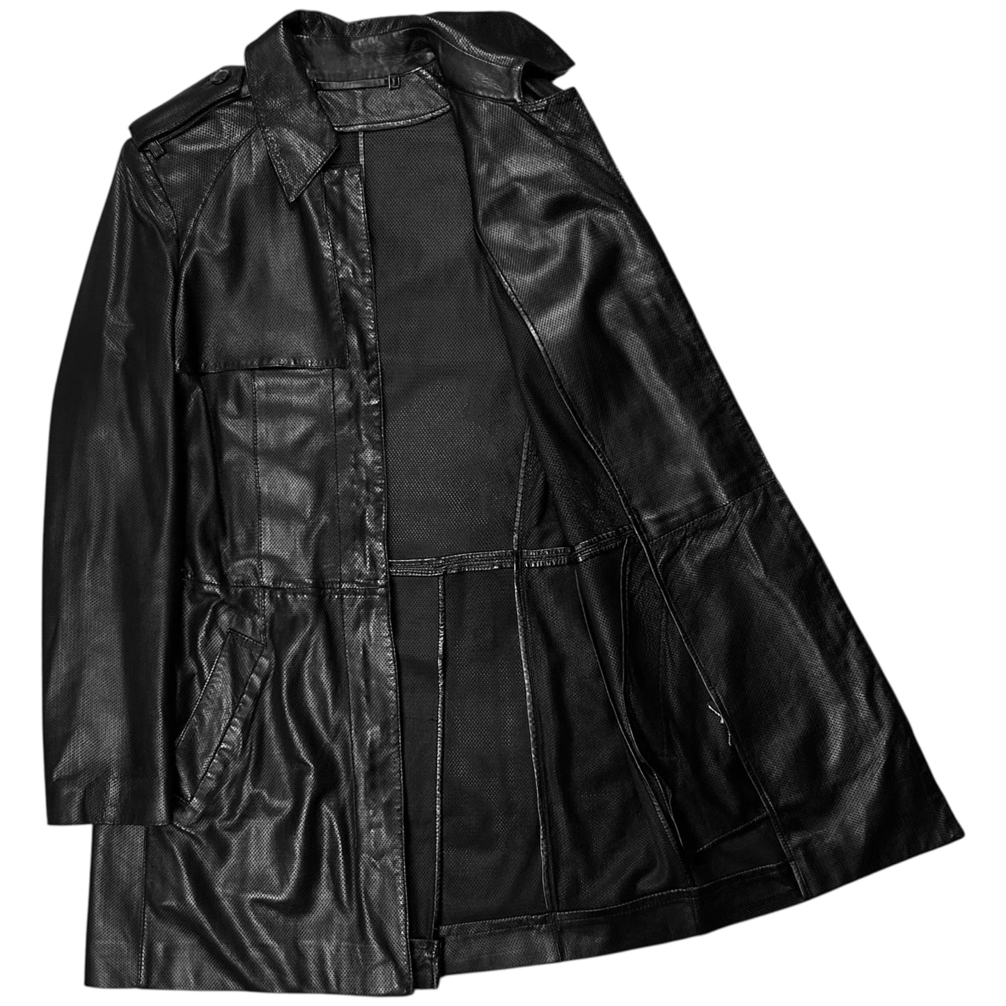 Gucci by Tom Ford Military Safari Perforated Leather Coat - AW97